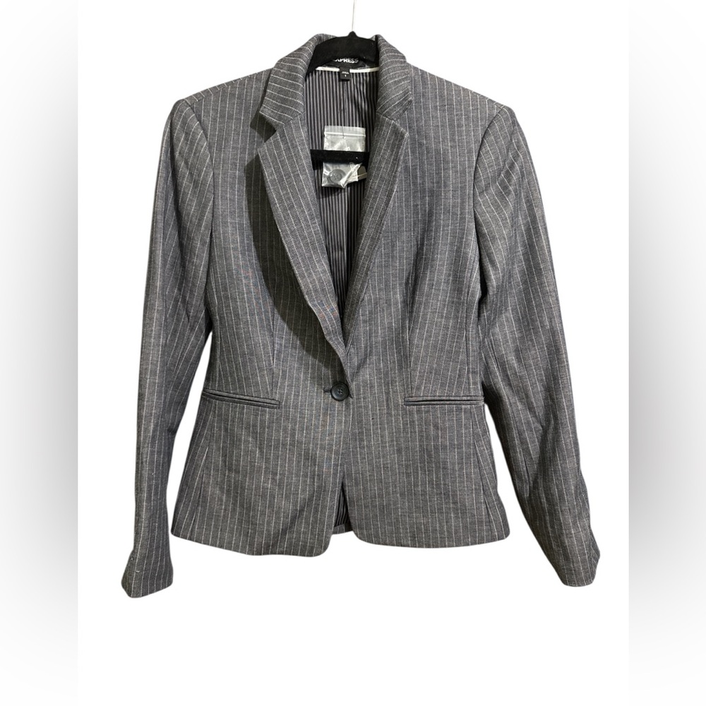 NWT Express Design Studio Gray Pinstripe Women's Blazer, Size 2